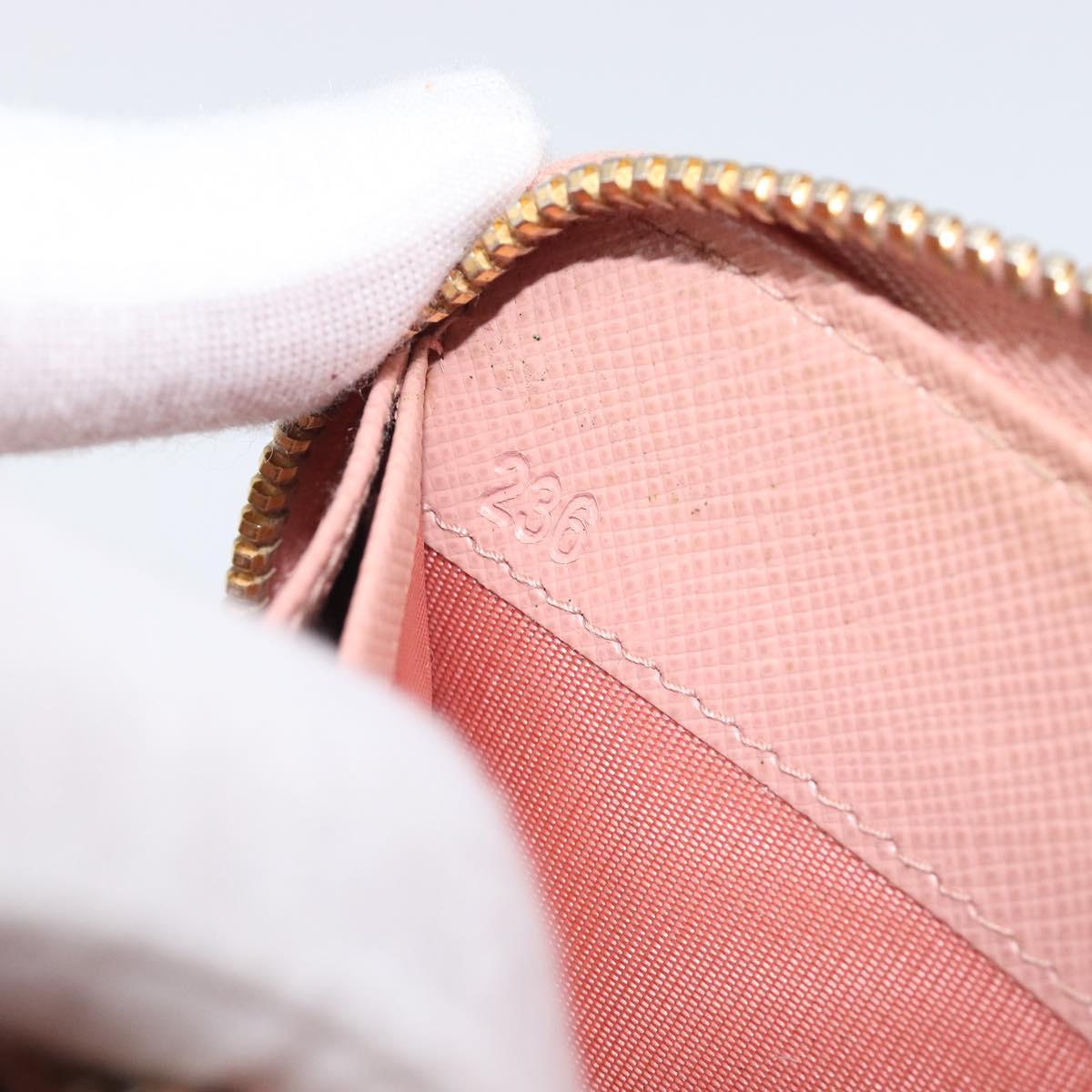 PRADA Long Wallet Safiano Leather Pink Gold Auth 201563A