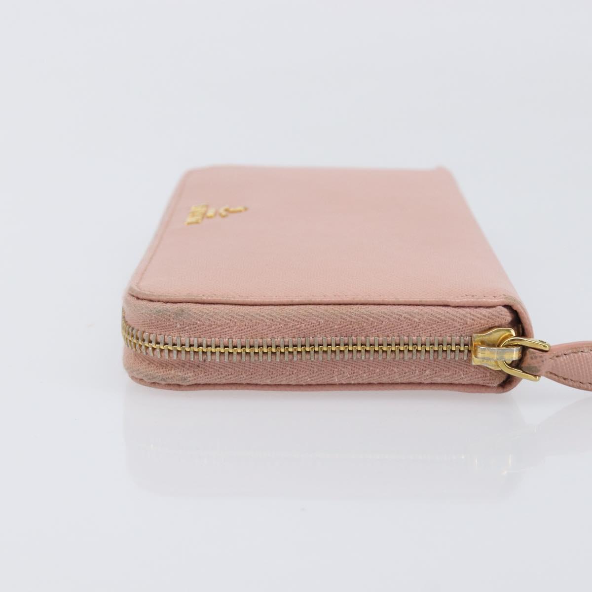 PRADA Long Wallet Safiano Leather Pink Gold Auth 201563A