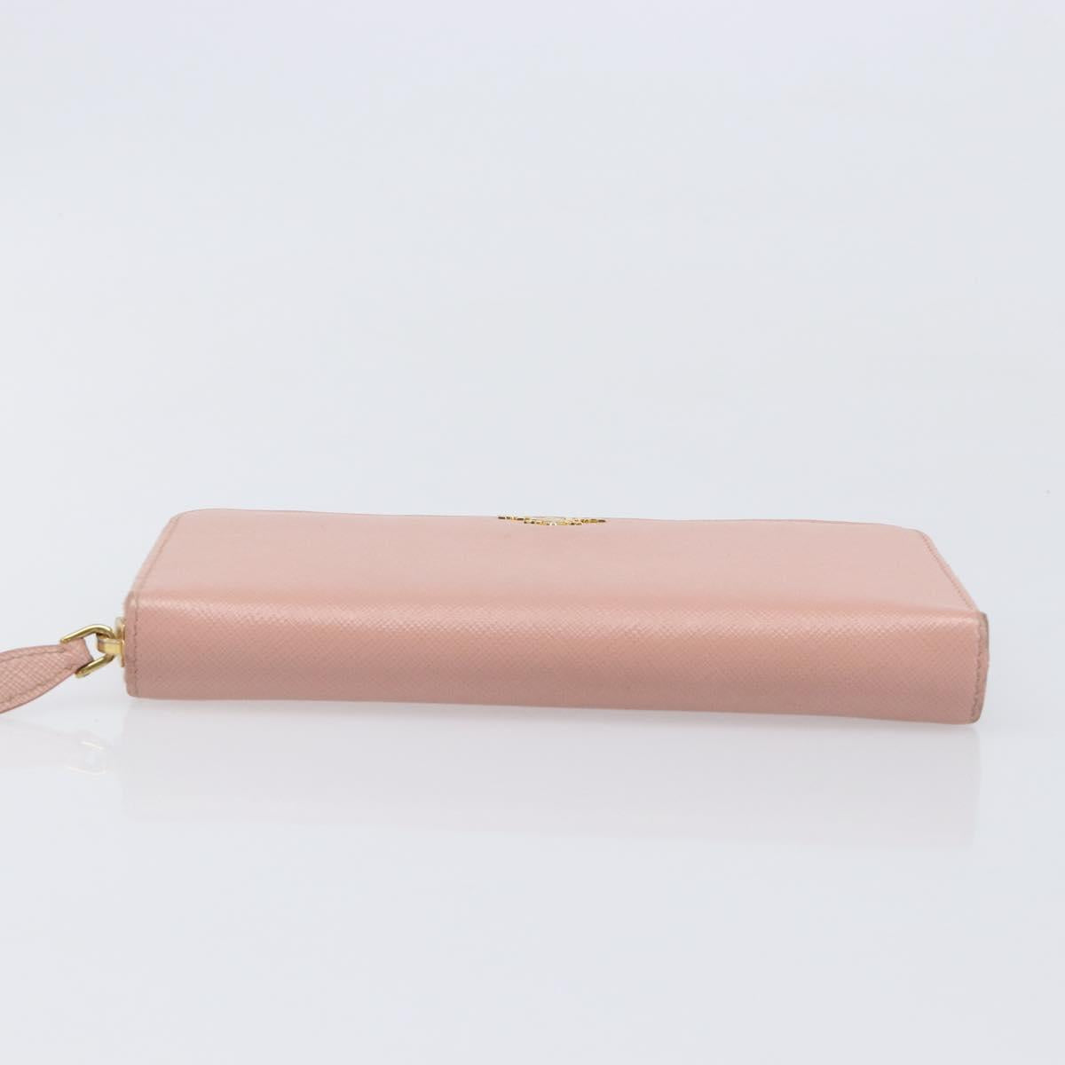 PRADA Long Wallet Safiano Leather Pink Gold Auth 201563A