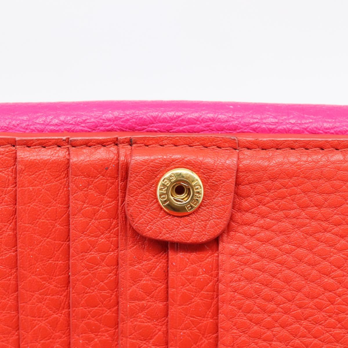 FENDI Selleria Peek A Boo Compact Wallet Leather Pink Gold Auth 201572A