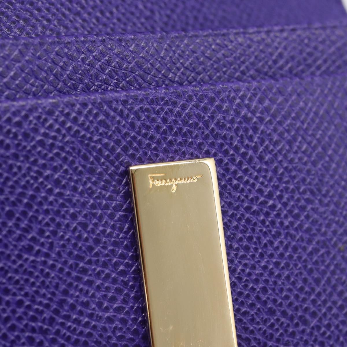 Salvatore Ferragamo Gancini Card Case Leather Purple Gold Auth 201586V