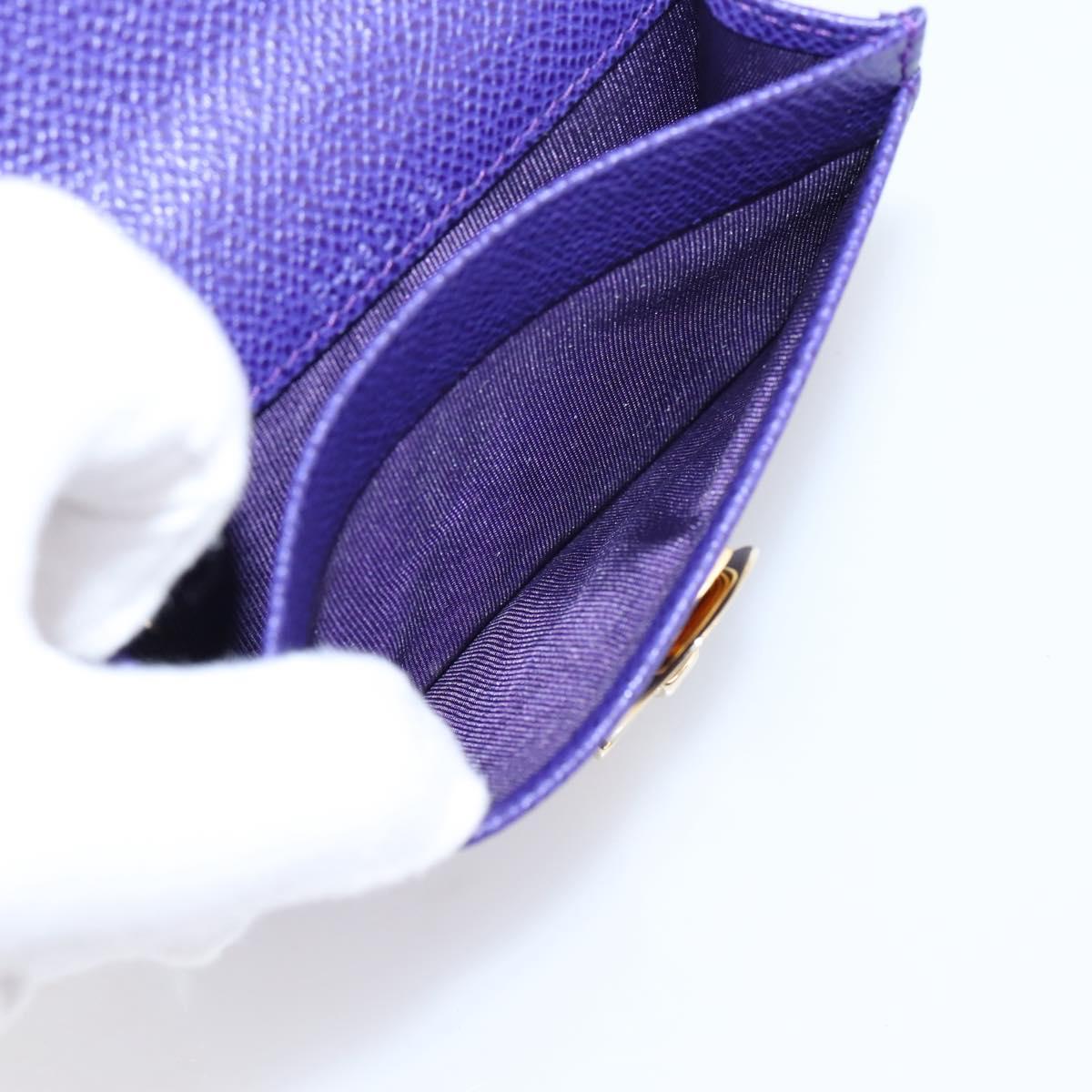 Salvatore Ferragamo Gancini Card Case Leather Purple Gold Auth 201586V