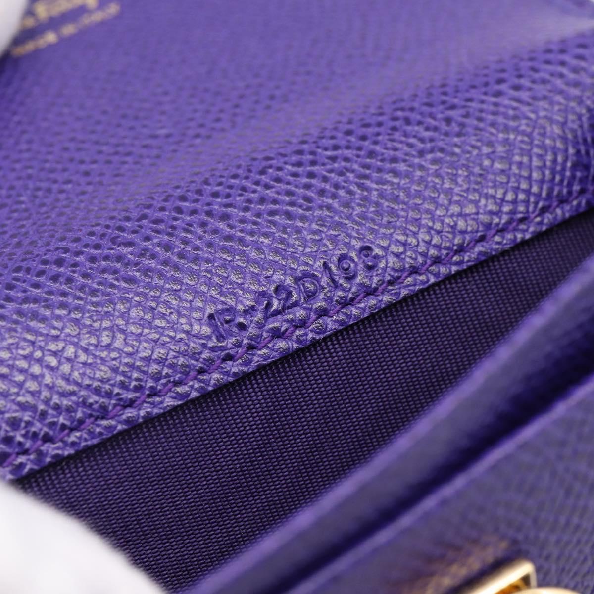 Salvatore Ferragamo Gancini Card Case Leather Purple Gold Auth 201586V
