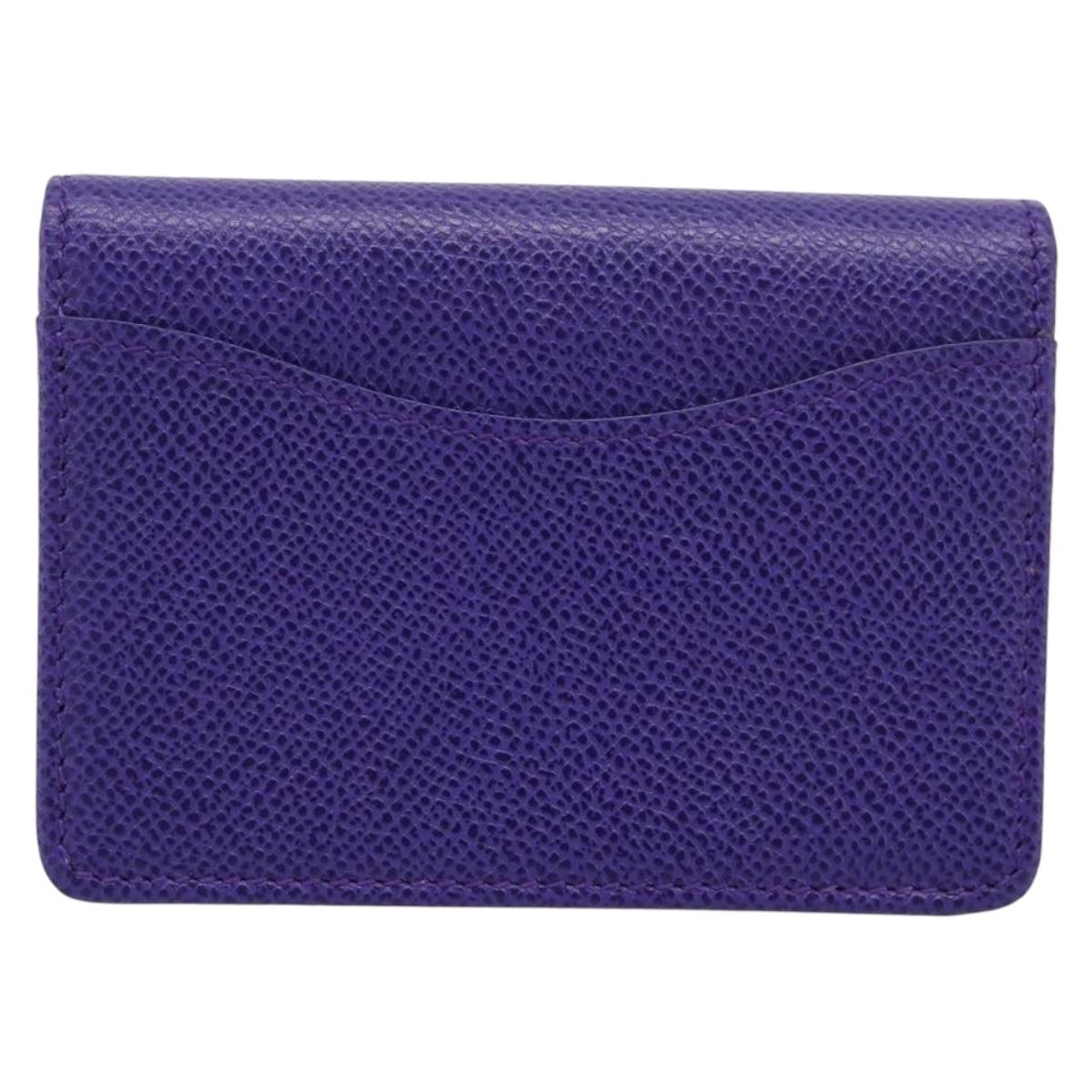 Salvatore Ferragamo Gancini Card Case Leather Purple Gold Auth 201586V
