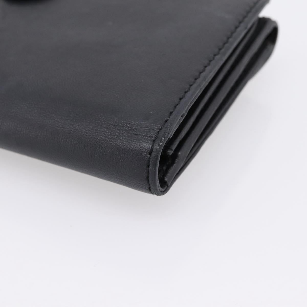 Christian Dior Long Wallet Leather Black Silver Auth 201593