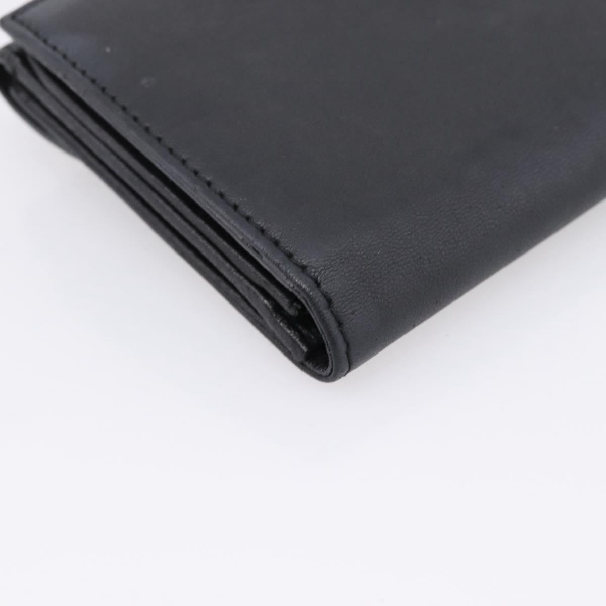 Christian Dior Long Wallet Leather Black Silver Auth 201593