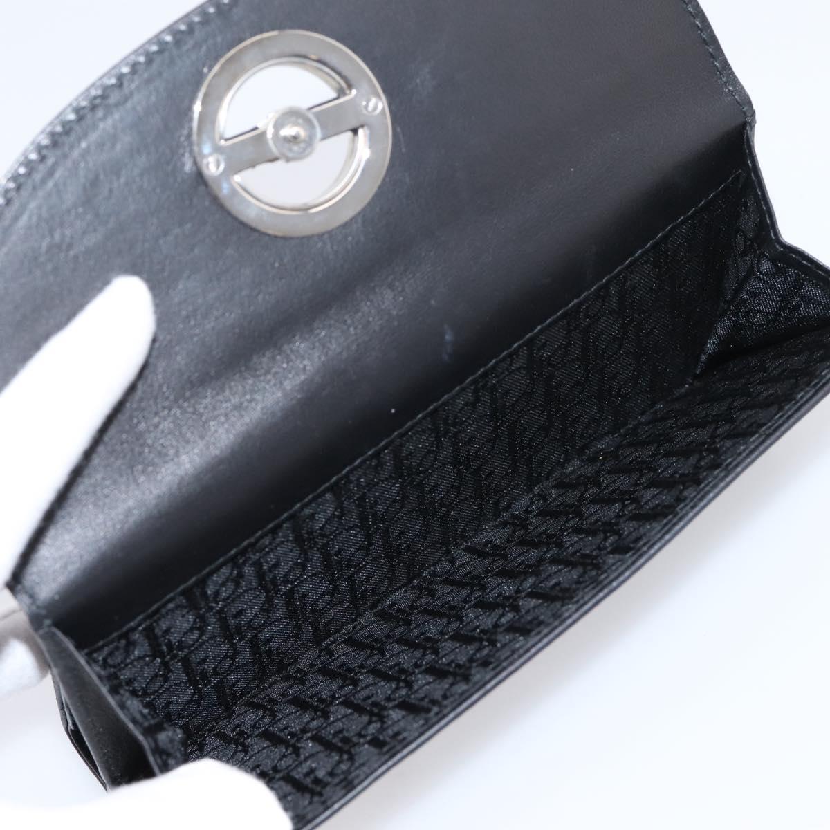 Christian Dior Long Wallet Leather Black Silver Auth 201593