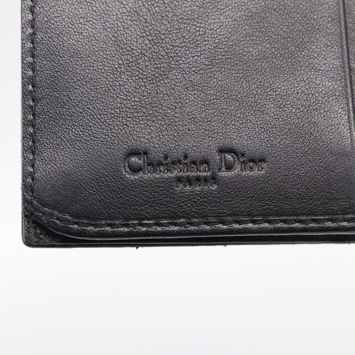 Christian Dior Long Wallet Leather Black Silver Auth 201593