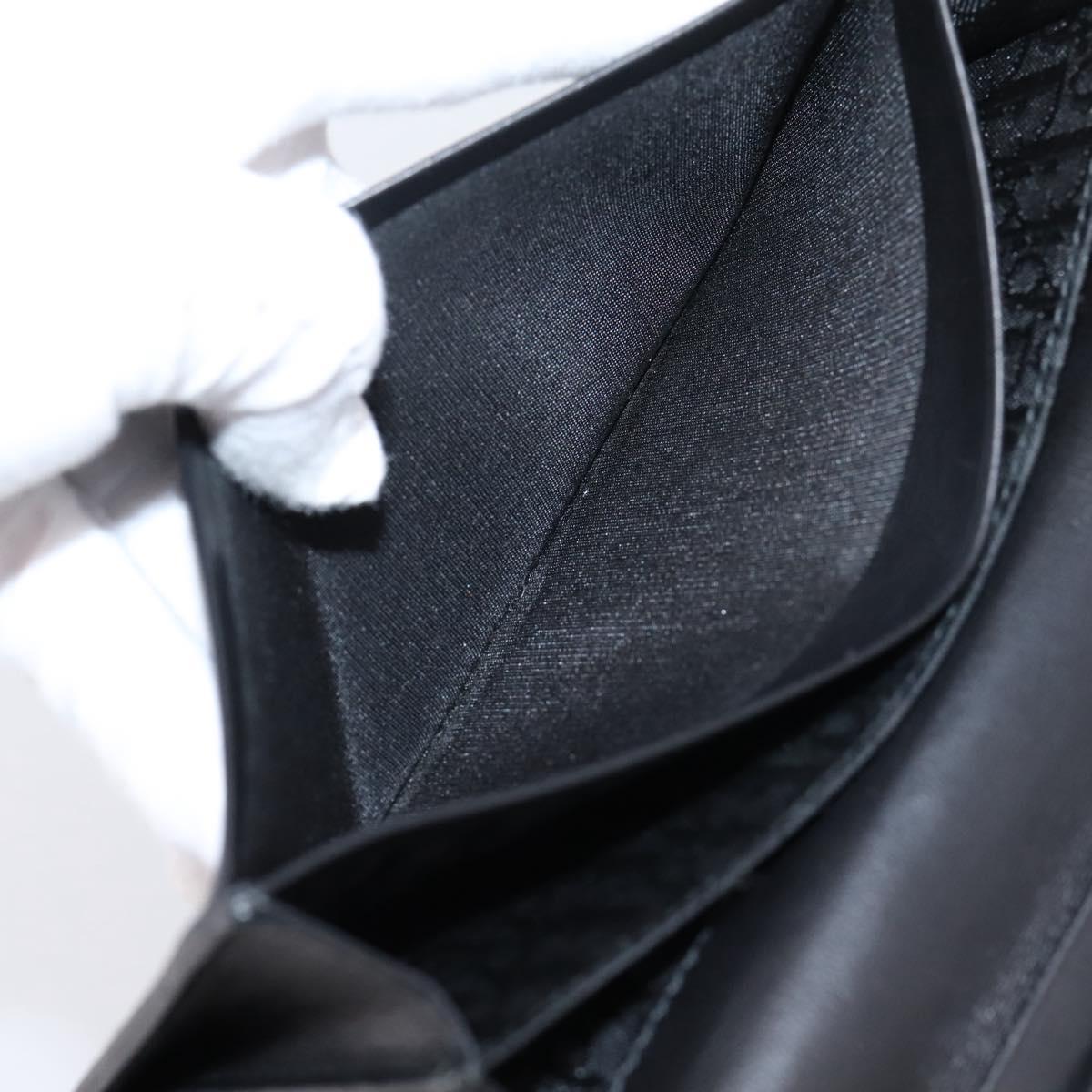 Christian Dior Long Wallet Leather Black Silver Auth 201593