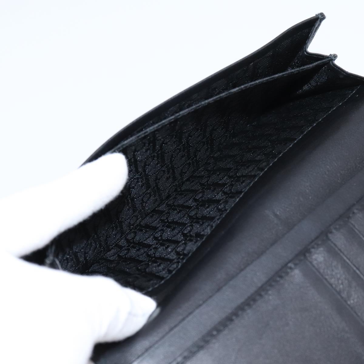 Christian Dior Long Wallet Leather Black Silver Auth 201593