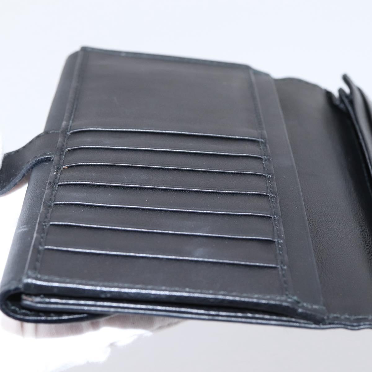 Christian Dior Long Wallet Leather Black Silver Auth 201593