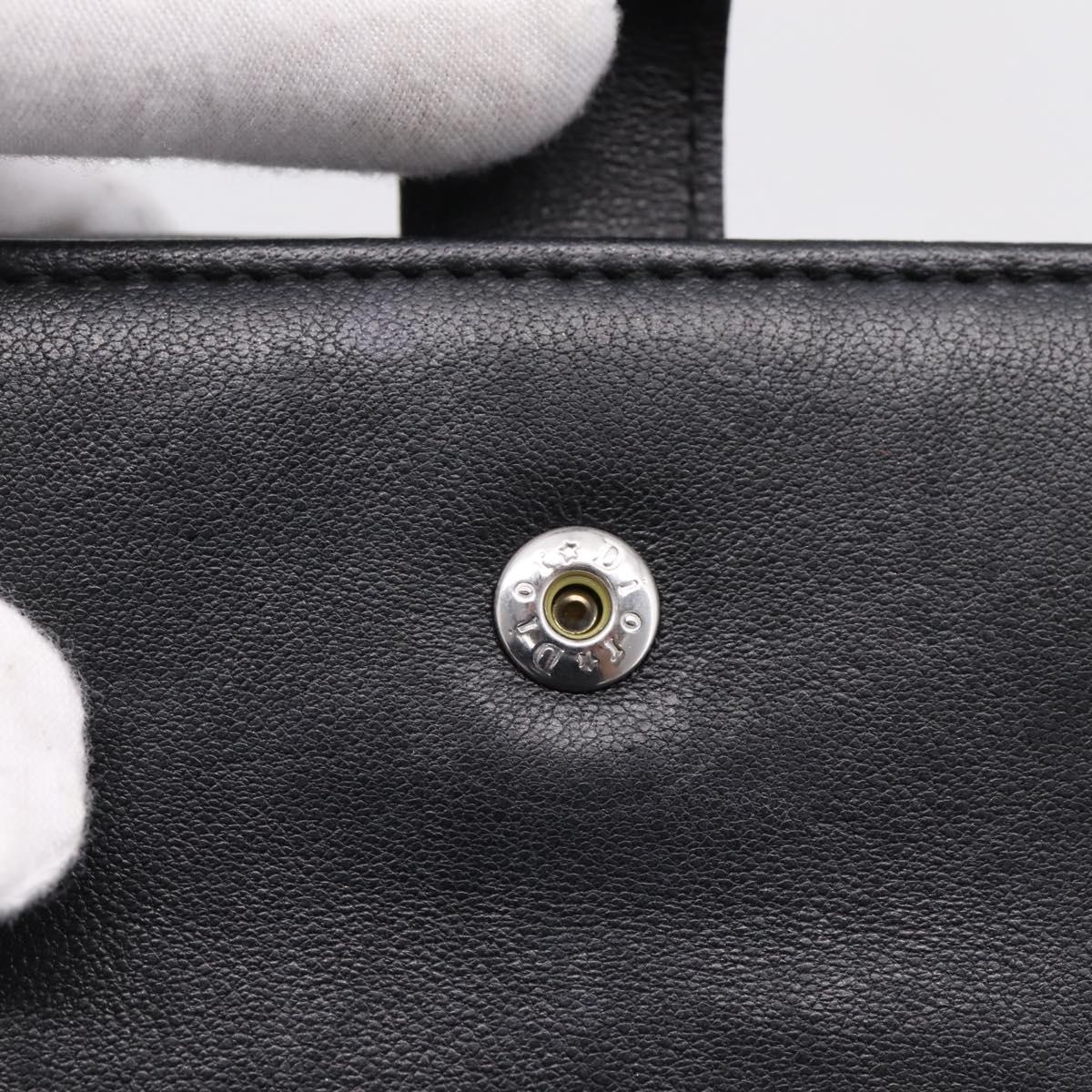 Christian Dior Long Wallet Leather Black Silver Auth 201593