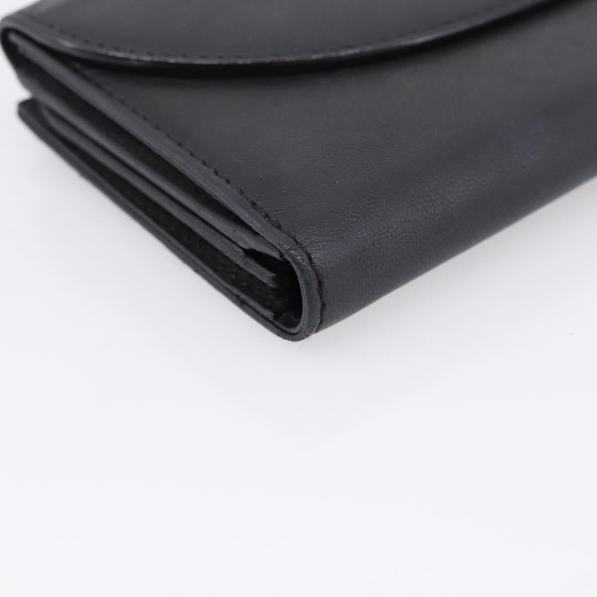 Christian Dior Long Wallet Leather Black Silver Auth 201593