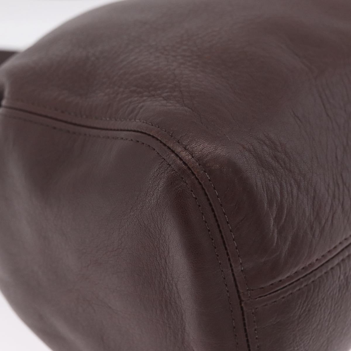 Coach Shoulder Bag Leather Brown Gold Auth 201696A