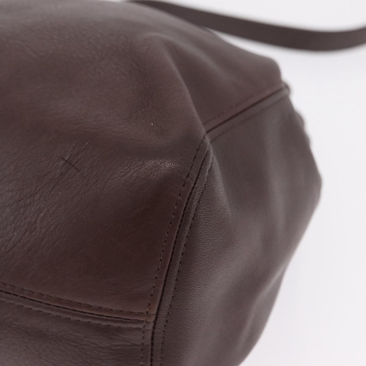 Coach Shoulder Bag Leather Brown Gold Auth 201696A