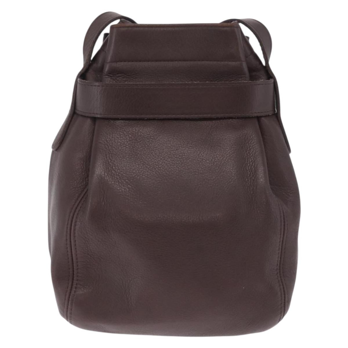 Coach Shoulder Bag Leather Brown Gold Auth 201696A