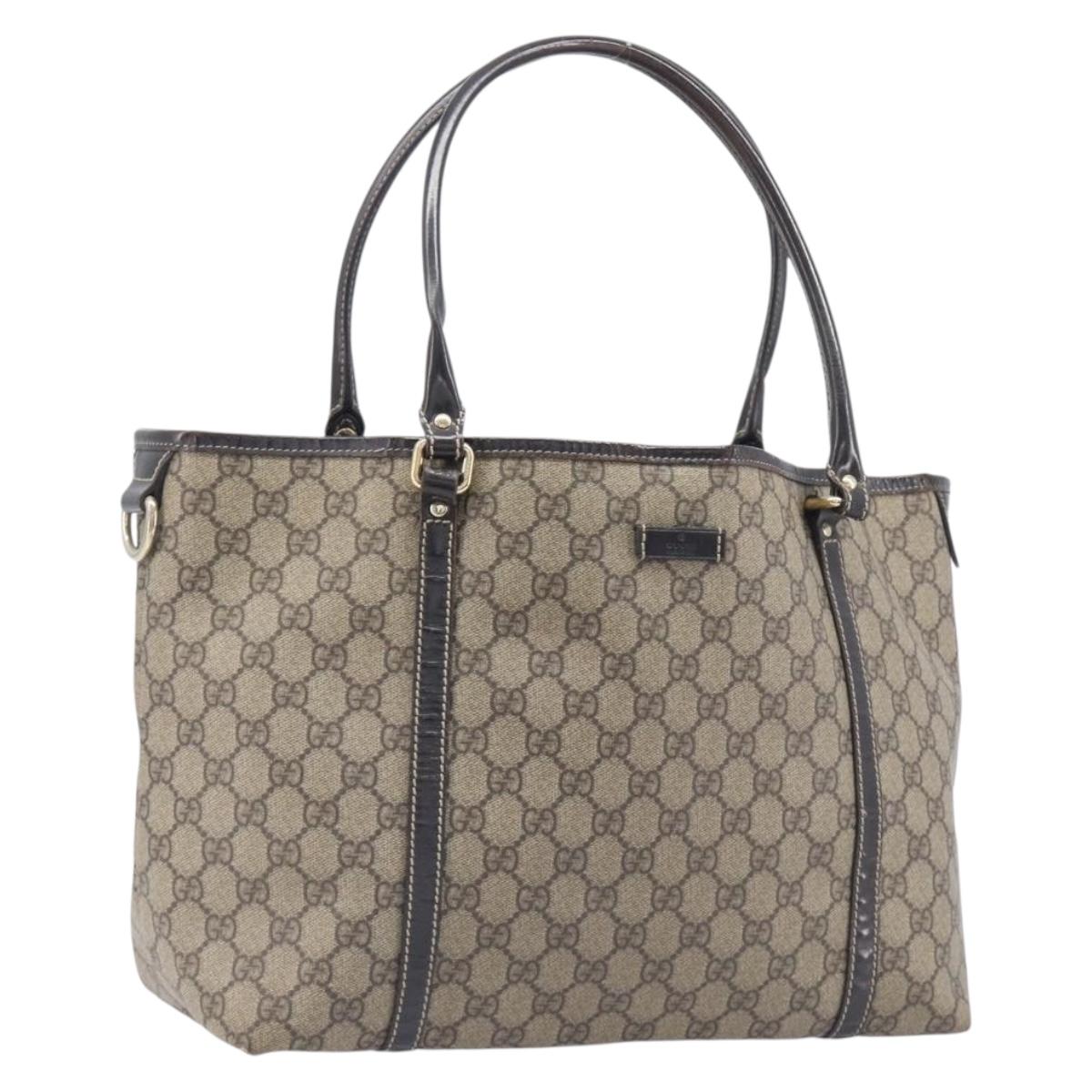 GUCCI GG Supreme Tote Bag PVC Beige Gold 197953 Auth 201705