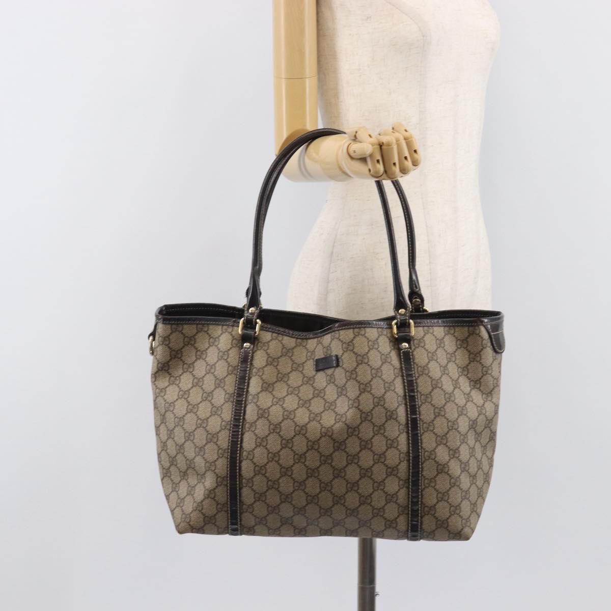 GUCCI GG Supreme Tote Bag PVC Beige Gold 197953 Auth 201705