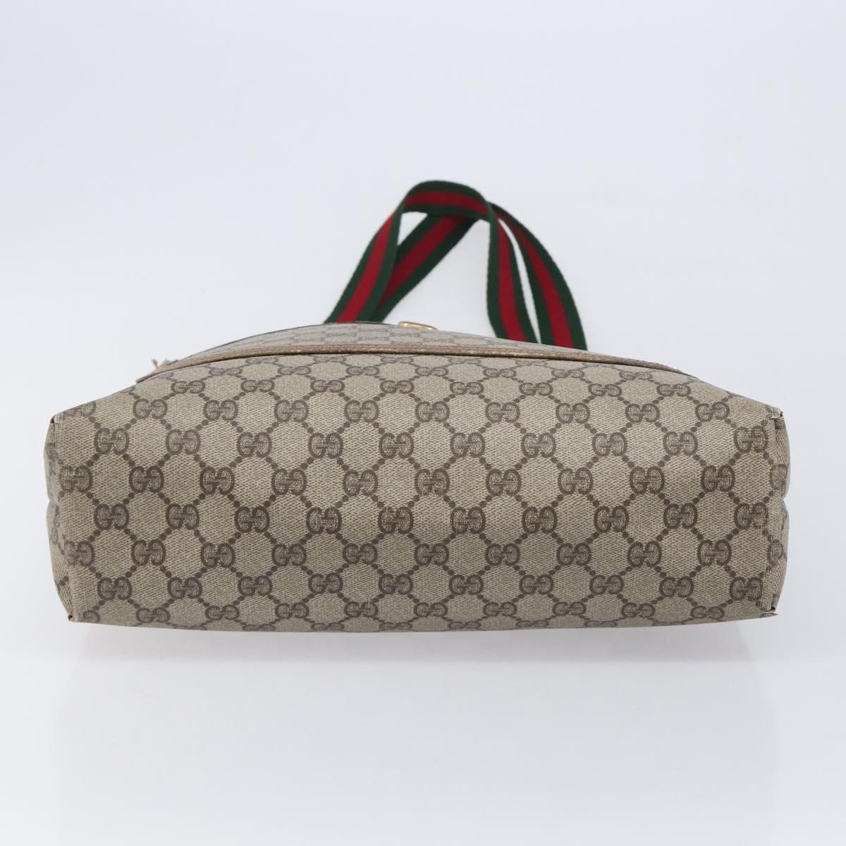 GUCCI GG Supreme Web Sherry Line Tote Bag PVC Beige 39 02 003 Auth 201706