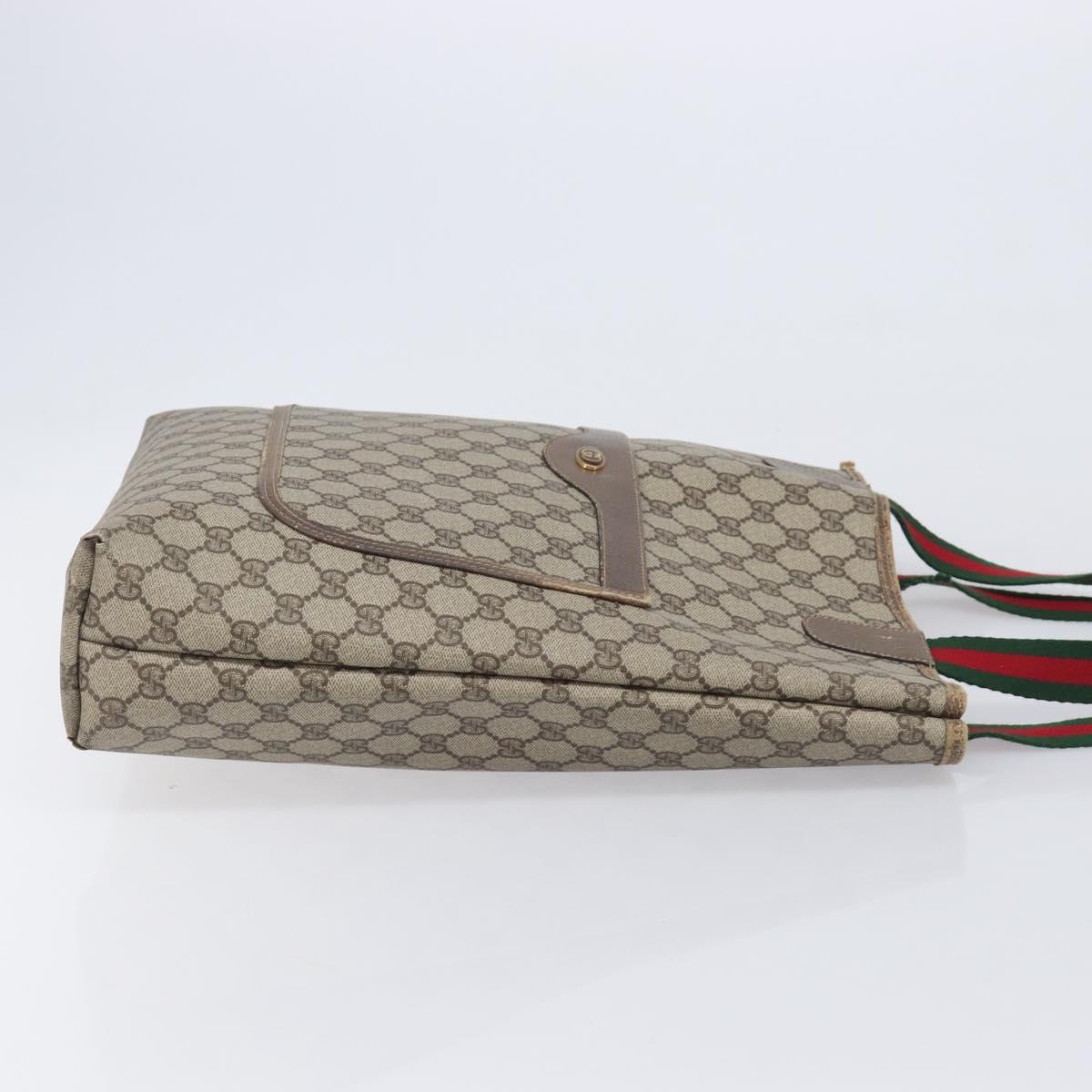 GUCCI GG Supreme Web Sherry Line Tote Bag PVC Beige 39 02 003 Auth 201706