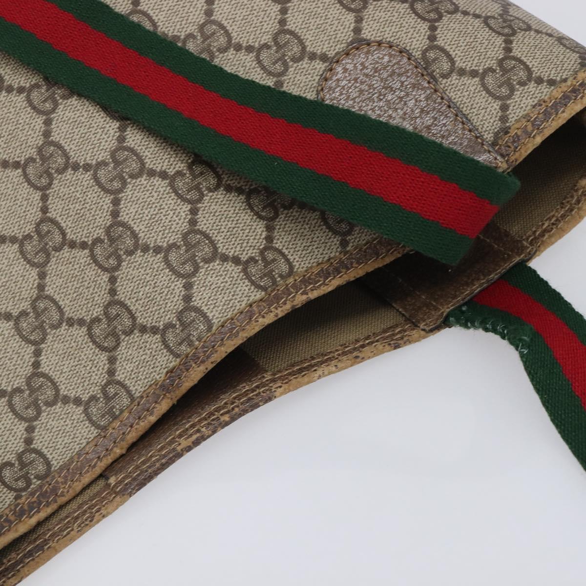 GUCCI GG Supreme Web Sherry Line Tote Bag PVC Beige 39 02 003 Auth 201706