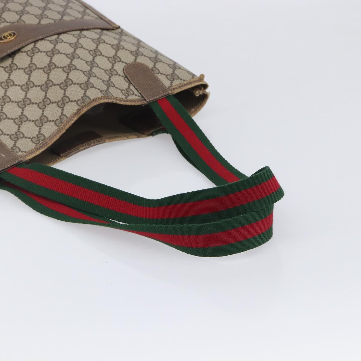 GUCCI GG Supreme Web Sherry Line Tote Bag PVC Beige 39 02 003 Auth 201706