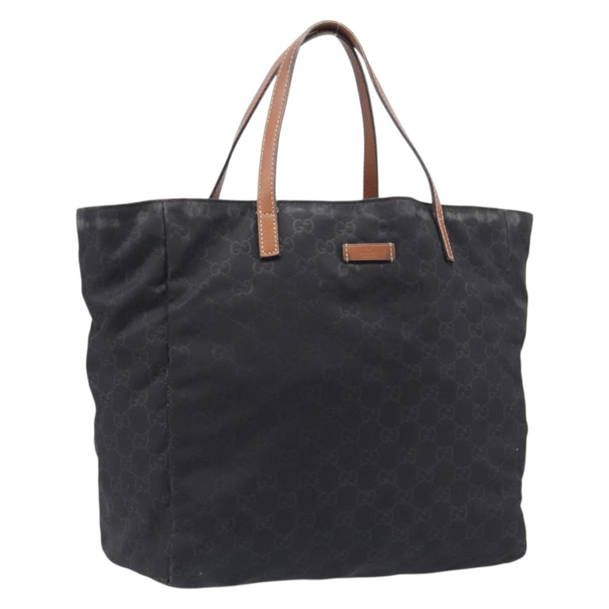 GUCCI GG Canvas Tote Bag Nylon Black 282439 Auth 201707