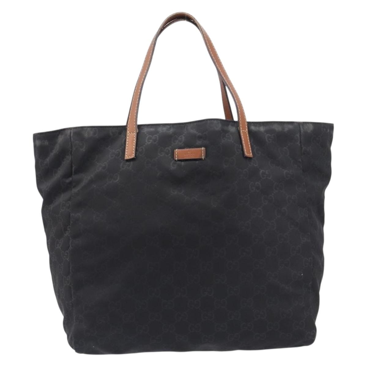GUCCI GG Canvas Tote Bag Nylon Black 282439 Auth 201707