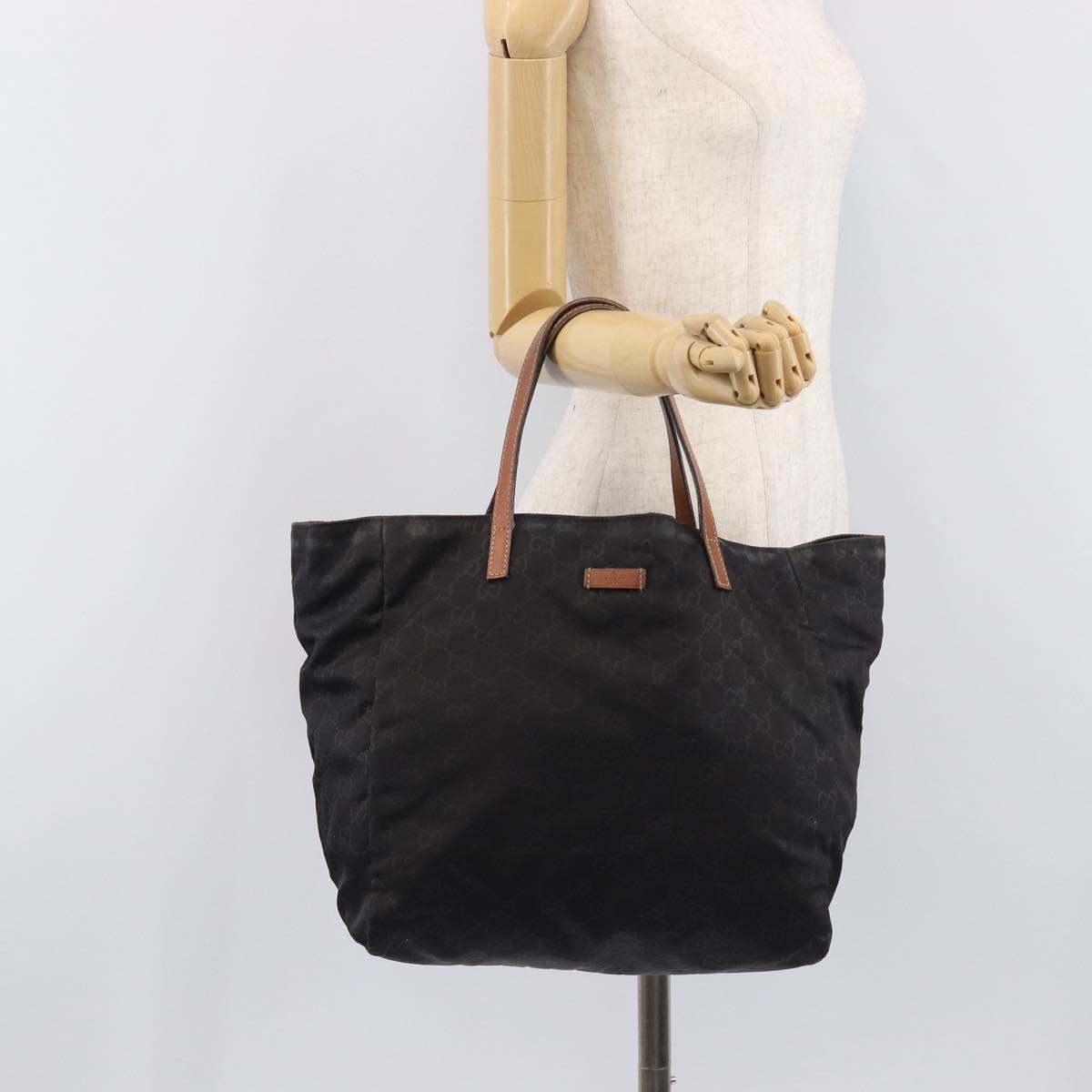 GUCCI GG Canvas Tote Bag Nylon Black 282439 Auth 201707