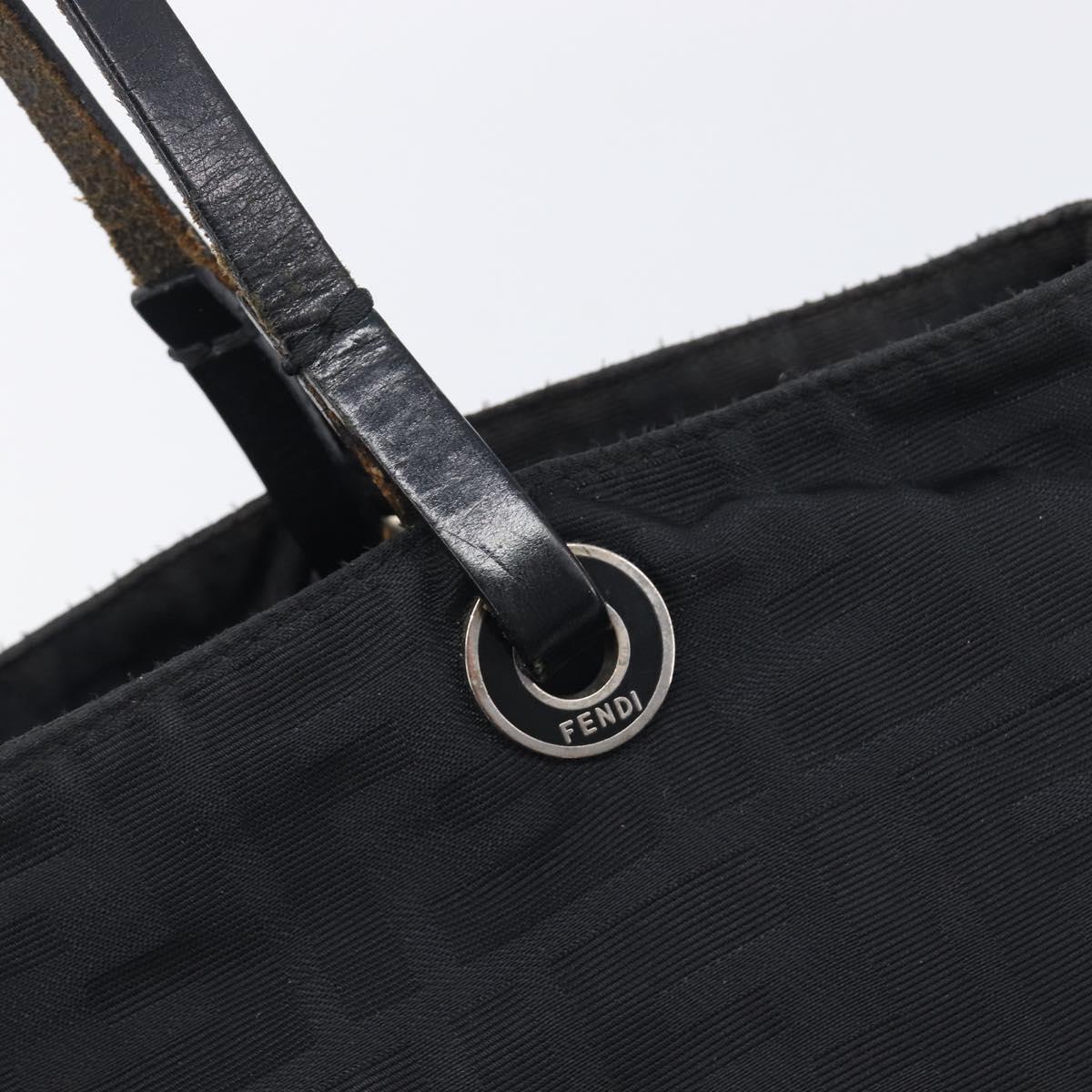 FENDI Zucca Canvas Hand Bag Black Silver Auth 201709
