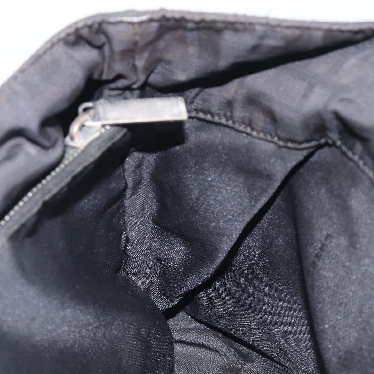 FENDI Zucca Canvas Hand Bag Black Silver Auth 201709