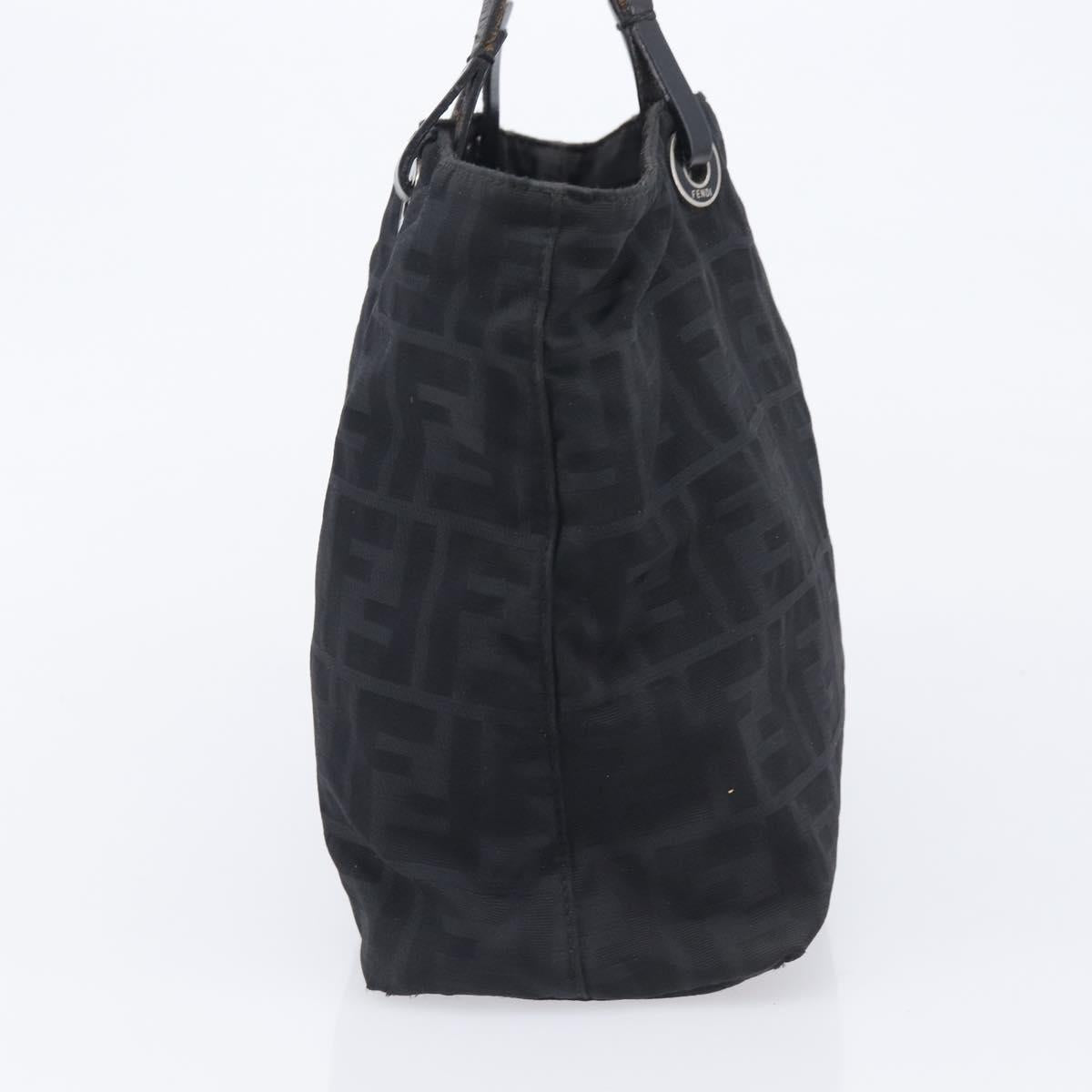 FENDI Zucca Canvas Hand Bag Black Silver Auth 201709