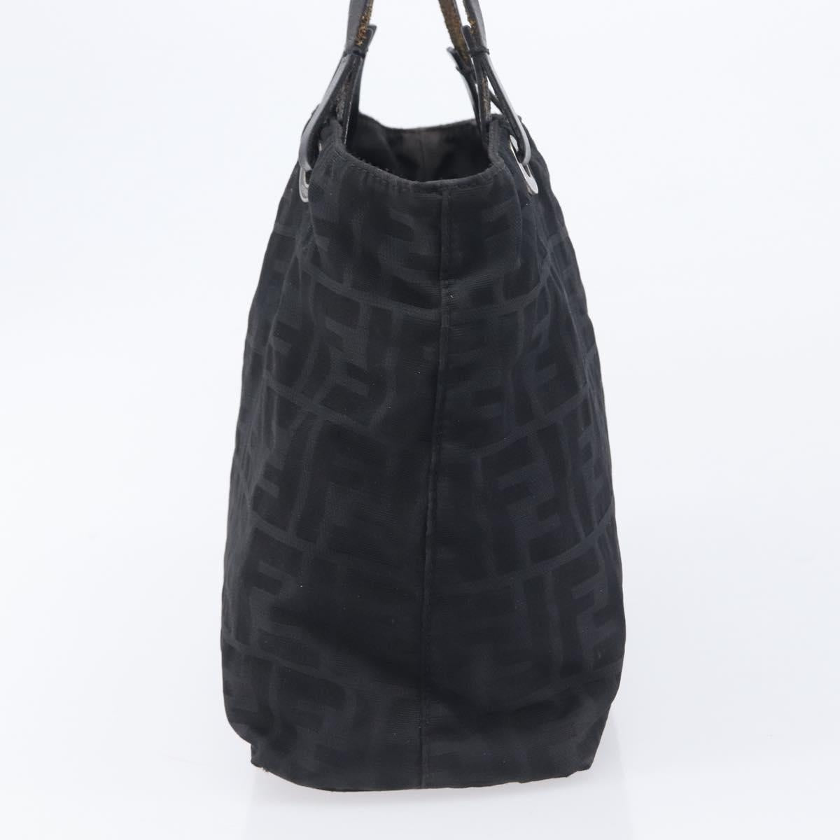 FENDI Zucca Canvas Hand Bag Black Silver Auth 201709