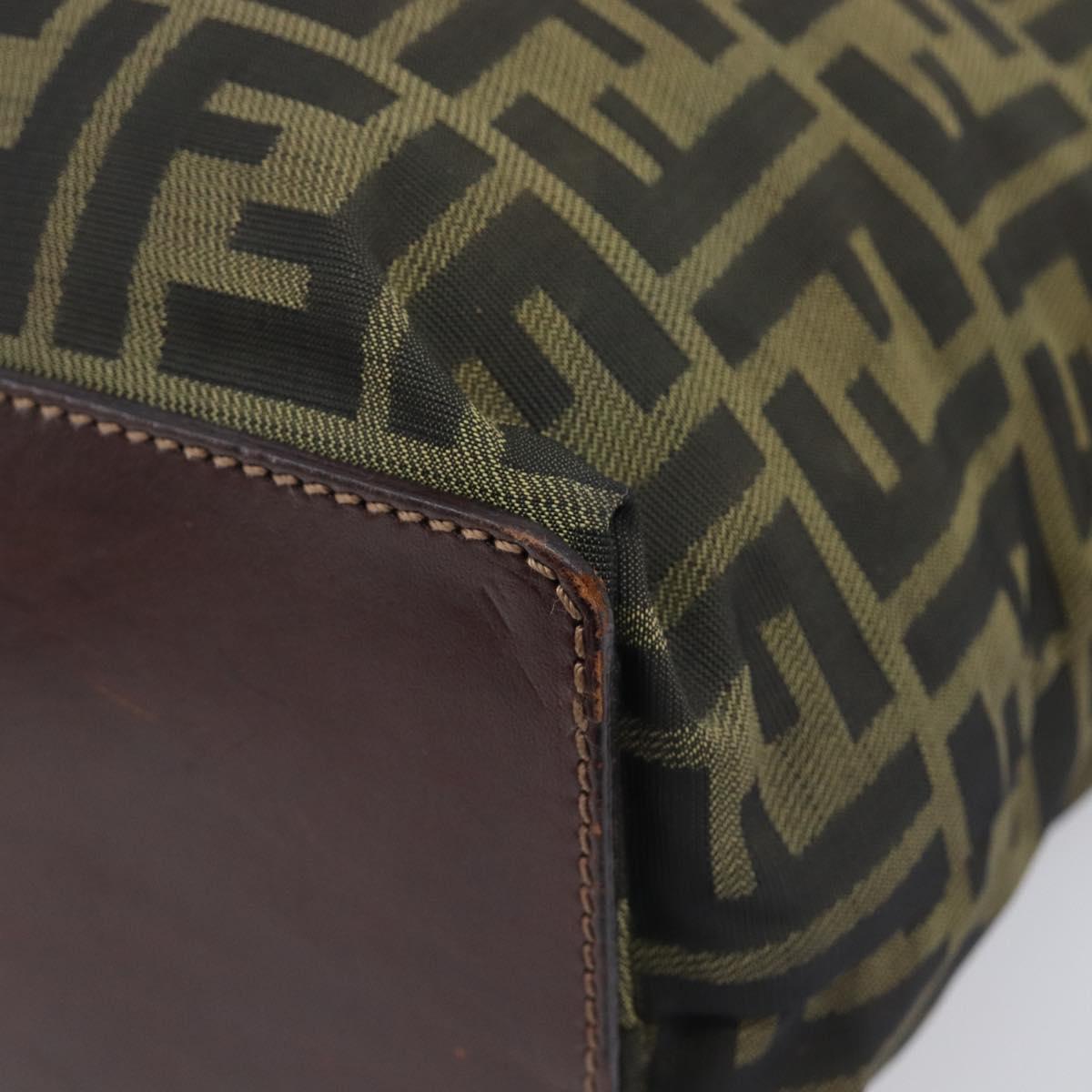 FENDI Zucca Canvas Hand Bag Black Brown Auth 201710