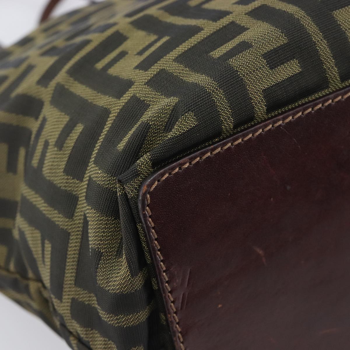 FENDI Zucca Canvas Hand Bag Black Brown Auth 201710