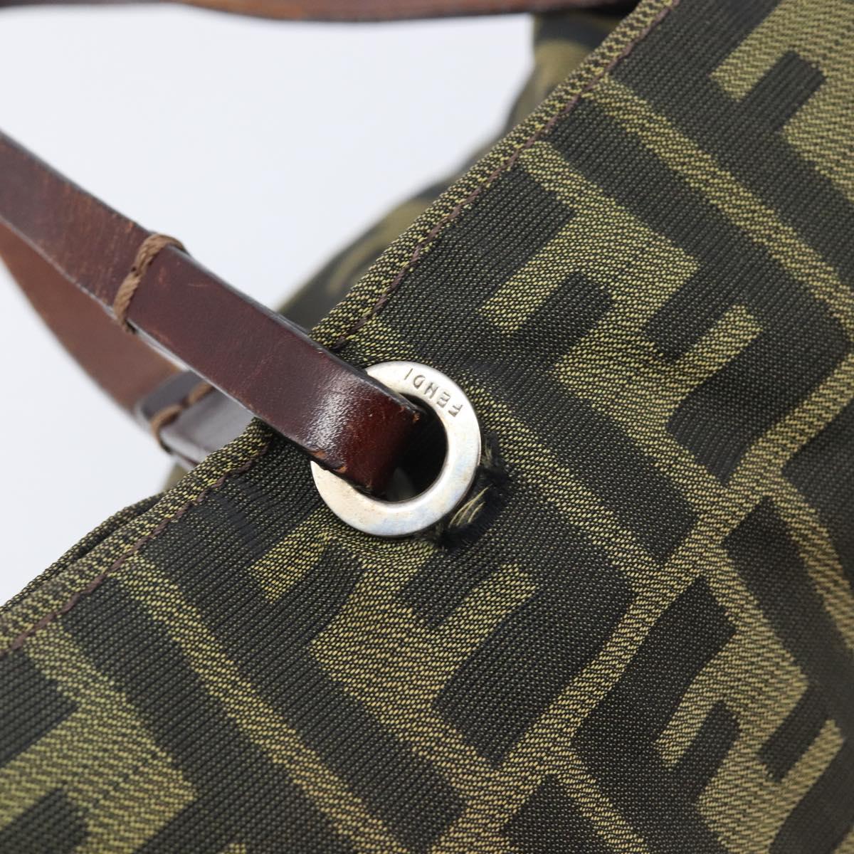 FENDI Zucca Canvas Hand Bag Black Brown Auth 201710