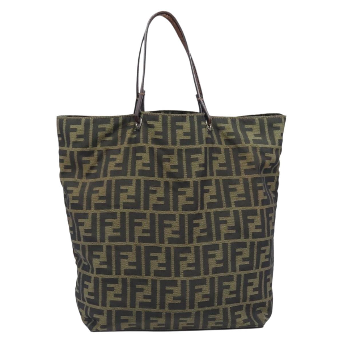 FENDI Zucca Canvas Hand Bag Black Brown Auth 201710