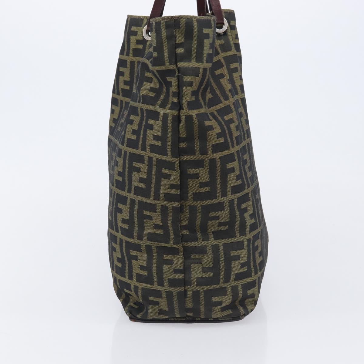FENDI Zucca Canvas Hand Bag Black Brown Auth 201710