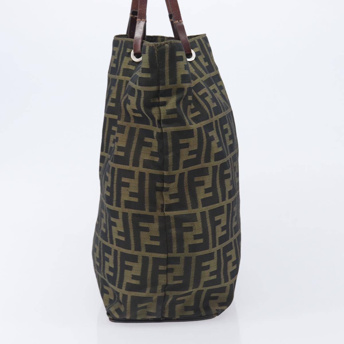 FENDI Zucca Canvas Hand Bag Black Brown Auth 201710