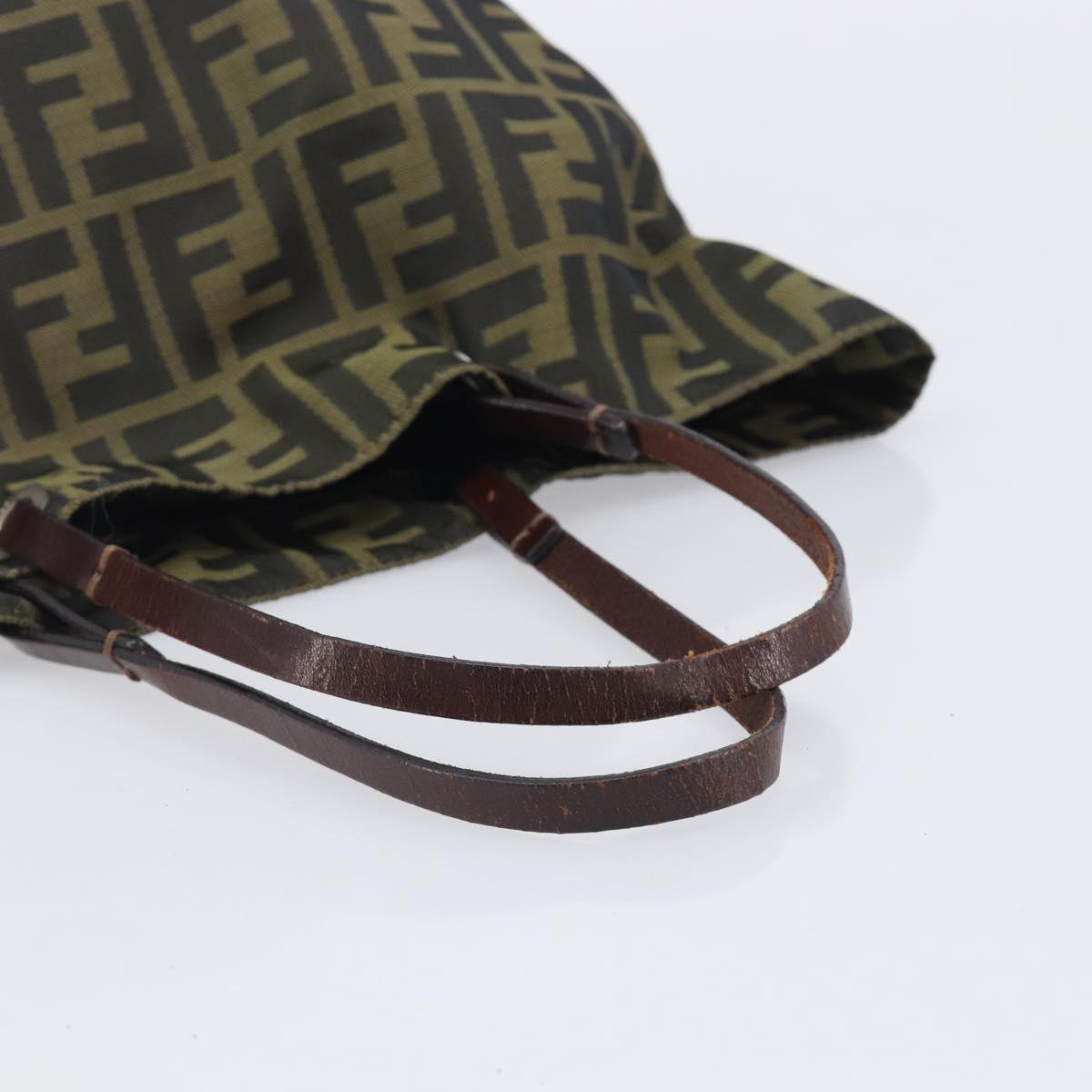 FENDI Zucca Canvas Hand Bag Black Brown Auth 201710