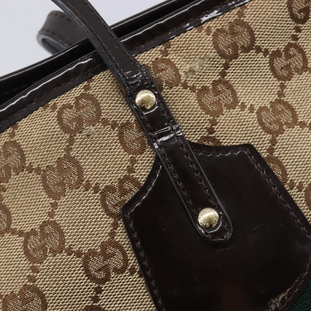 GUCCI GG Canvas Web Sherry Line Tote Bag Beige Gold 211970 Auth 201714