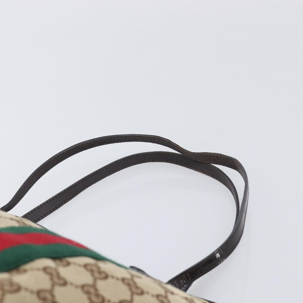 GUCCI GG Canvas Web Sherry Line Tote Bag Beige Gold 211970 Auth 201714