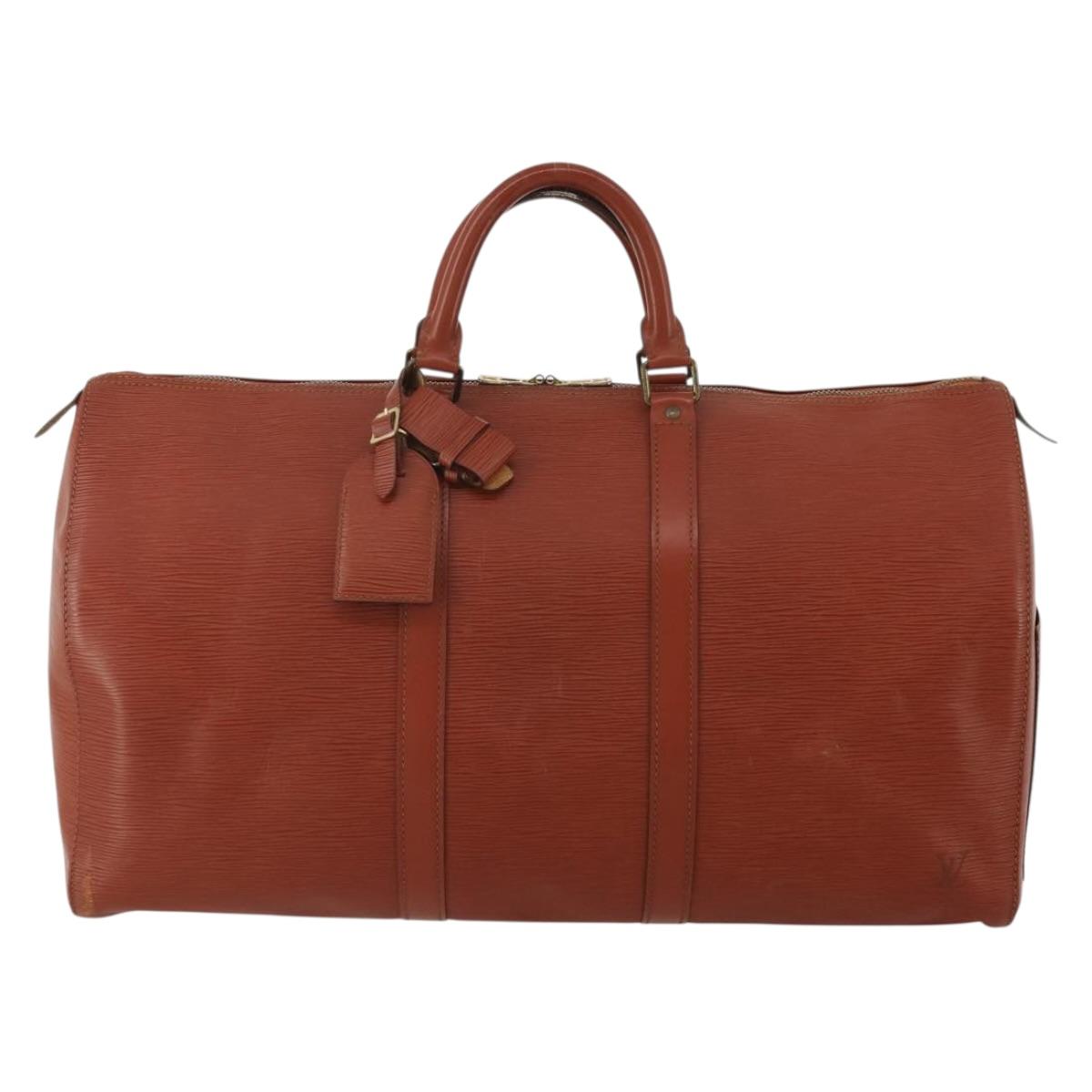 LOUIS VUITTON Epi Keepall 50 Boston Bag Brown M42968 LV Auth 201880