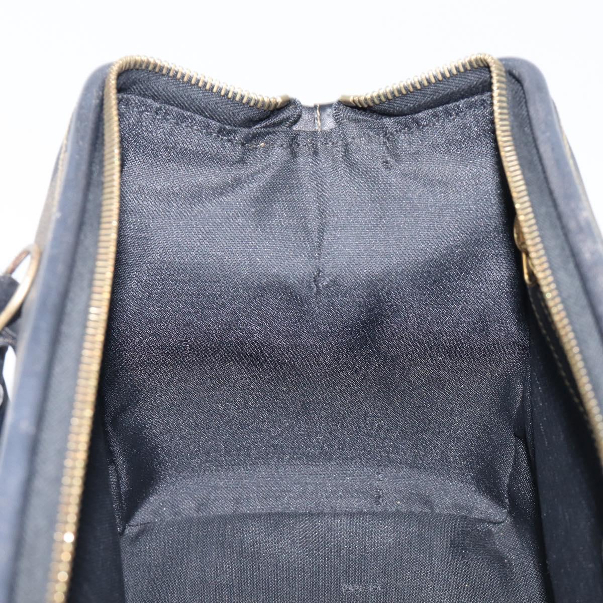 FENDI Pecan Canvas Boston Bag PVC Black Brown gold Auth 201881A