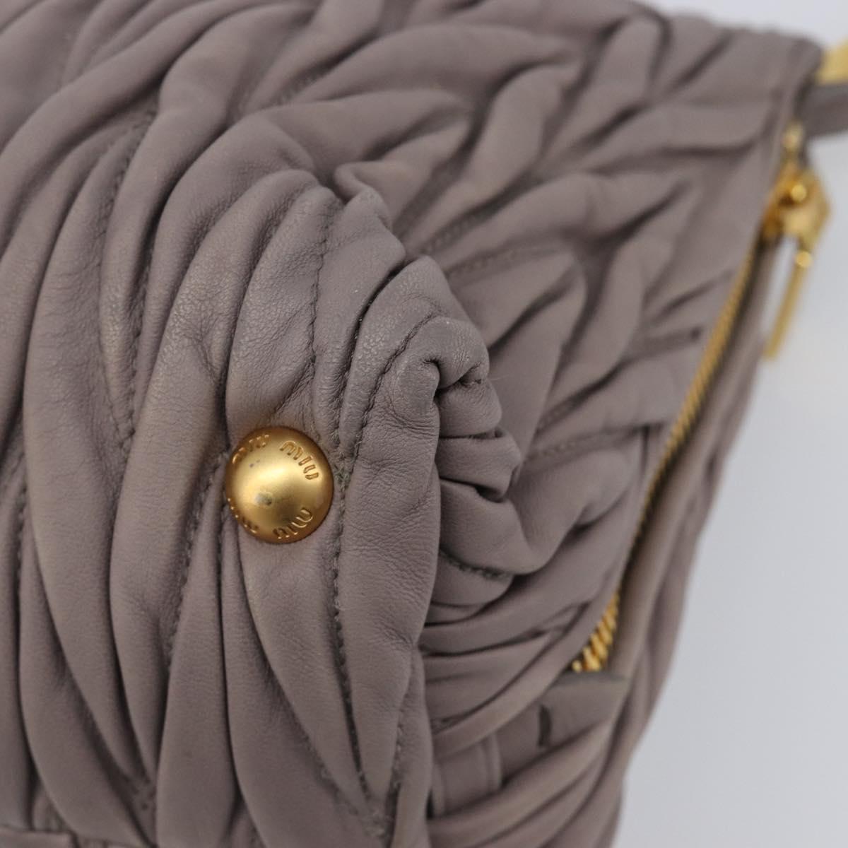 Miu Miu Matelasse Hand Bag Leather 2way Gray Gold Auth 201882V