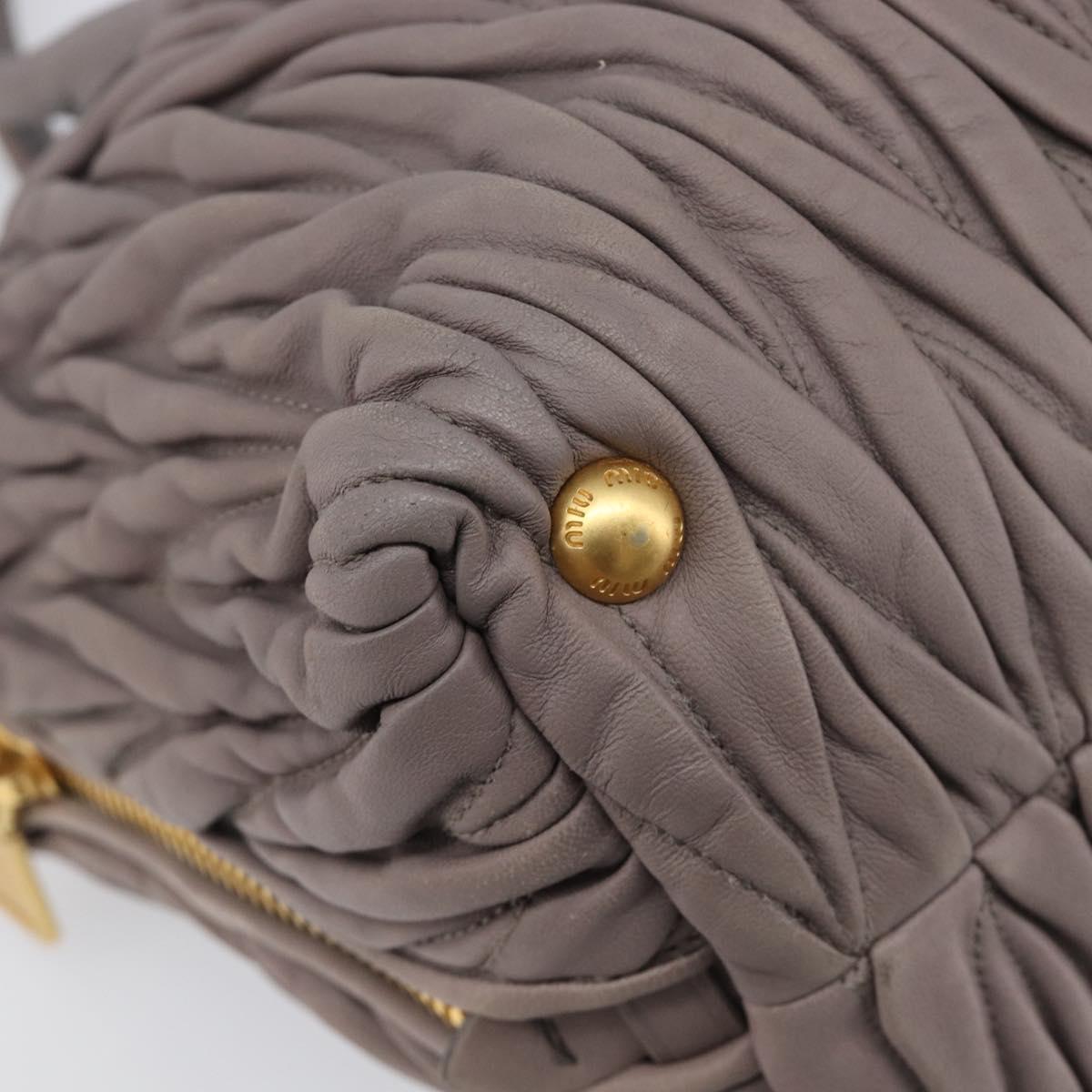 Miu Miu Matelasse Hand Bag Leather 2way Gray Gold Auth 201882V