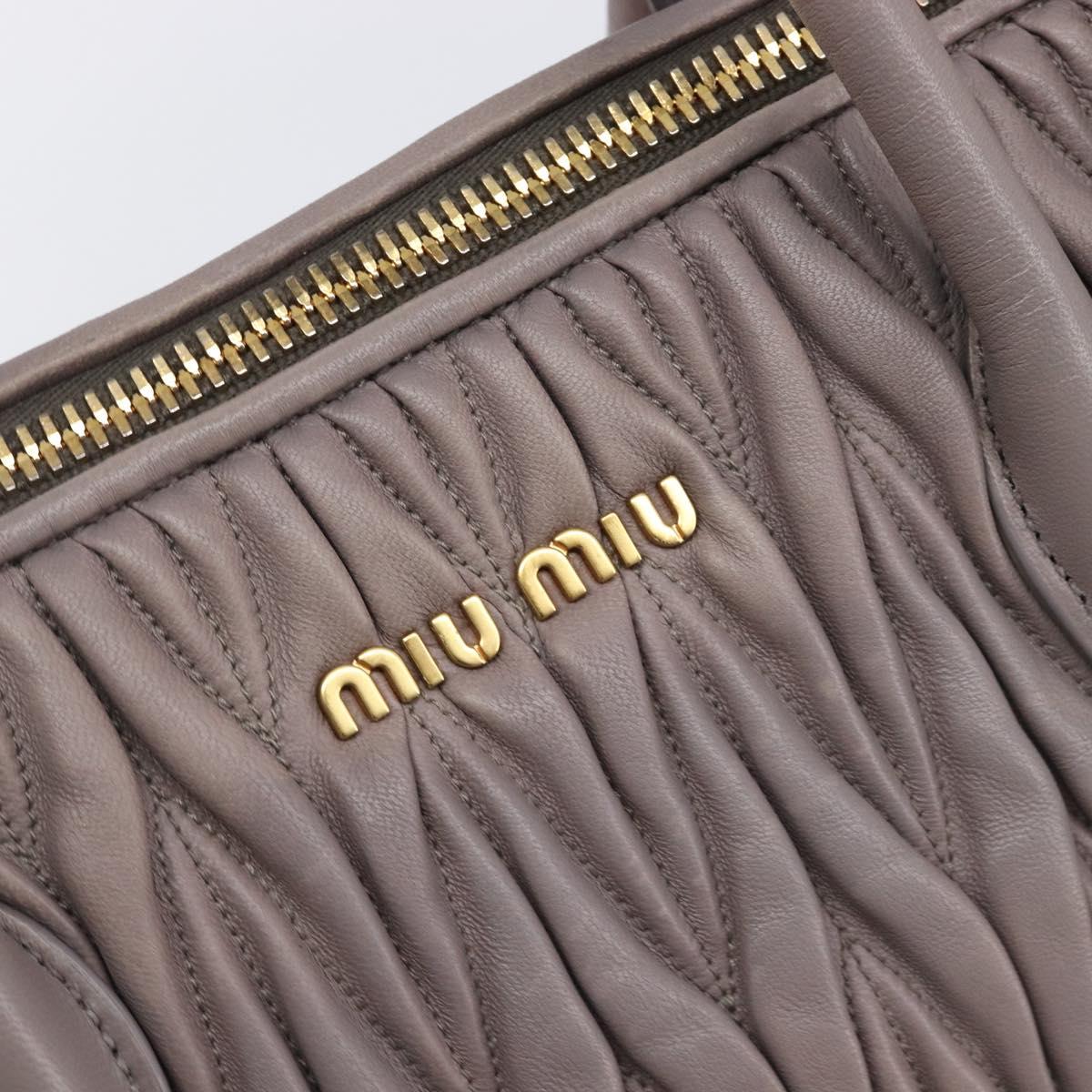 Miu Miu Matelasse Hand Bag Leather 2way Gray Gold Auth 201882V