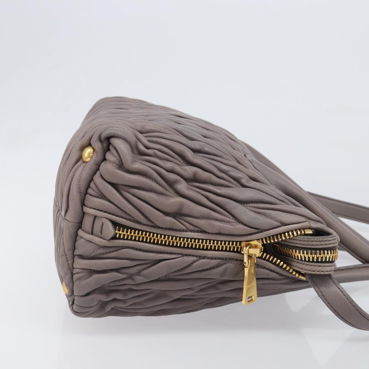Miu Miu Matelasse Hand Bag Leather 2way Gray Gold Auth 201882V