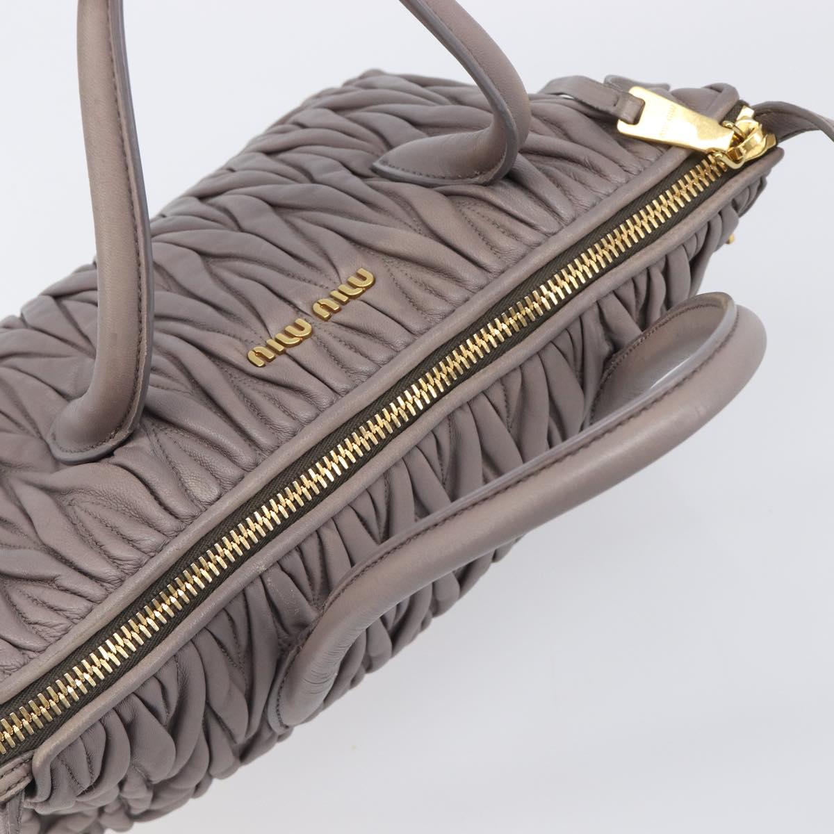 Miu Miu Matelasse Hand Bag Leather 2way Gray Gold Auth 201882V