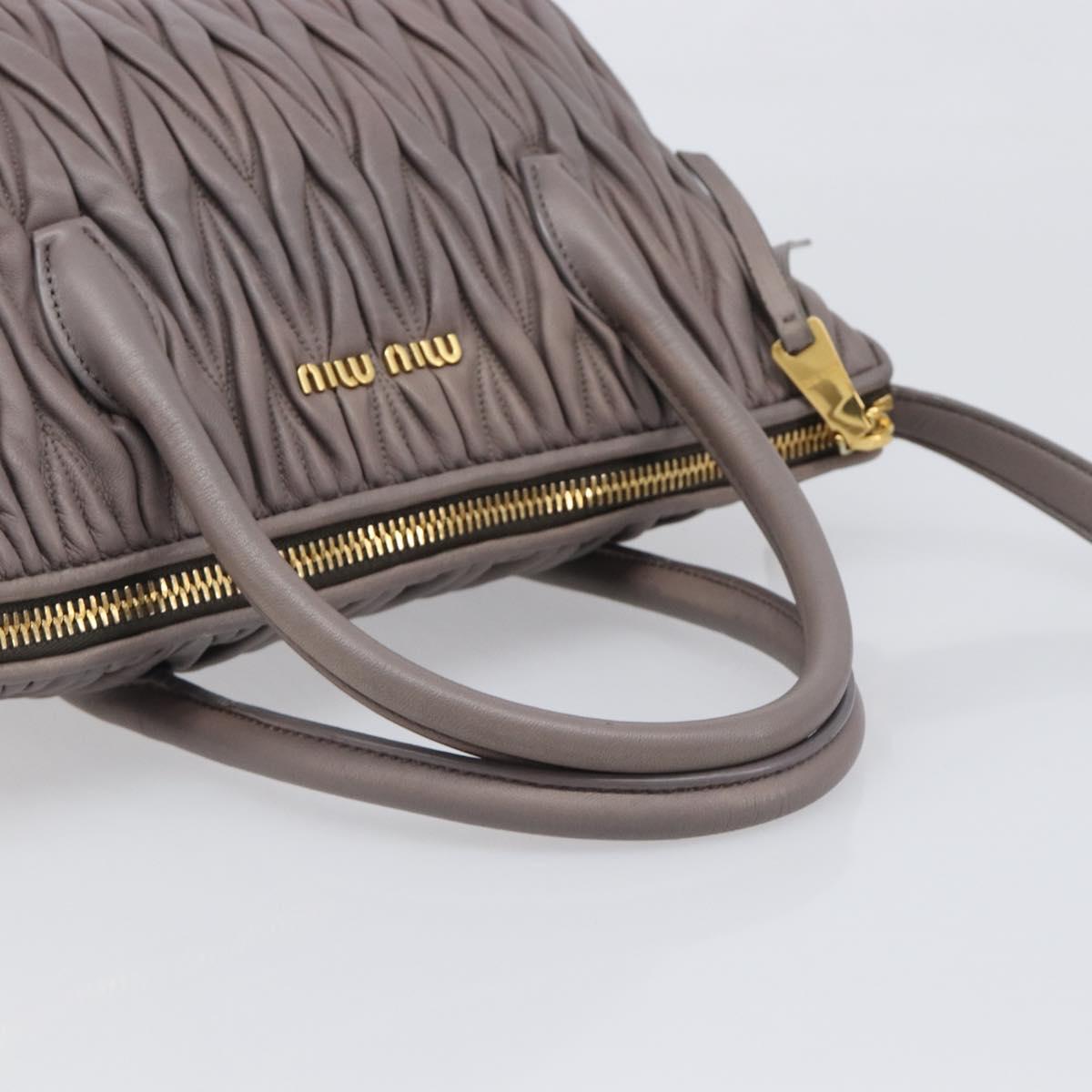 Miu Miu Matelasse Hand Bag Leather 2way Gray Gold Auth 201882V